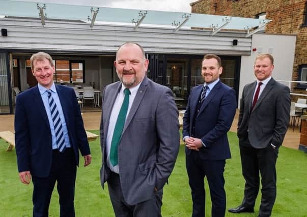 Kingston Upon Hull, East Yorkshire, United Kingdom, 18 March, 2019. Pictured: LtoR David Donkin, Mike Rice, James Rice, John Gouldthorp at the new Hugh Rice offices