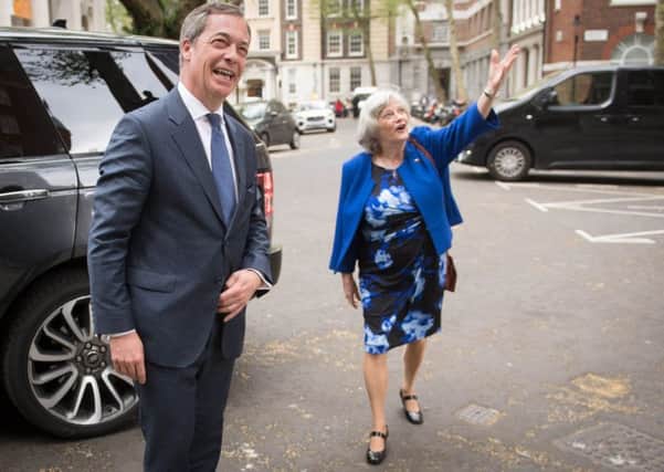 Brexity Party leader Nigel Farage with former Conservative MP Ann Widdecombe who is contesting next month's European elections.