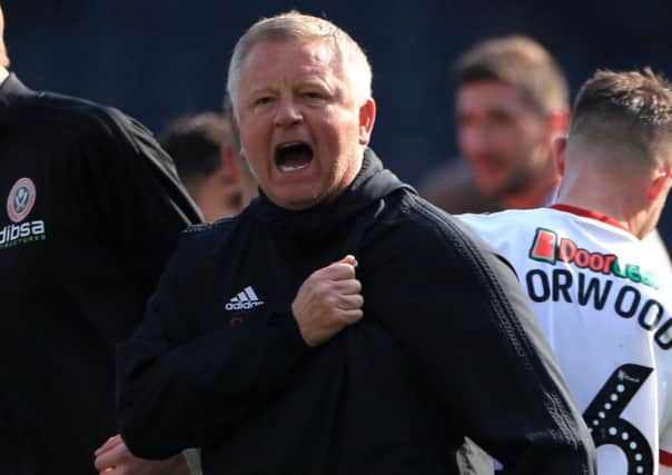 Sheffield United manager Chris Wilder reacts after Monday's Championship victory over Hull City at KCOM Stadium (Picture: Mike Egerton/PA Wire).