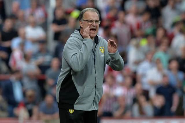 Marcelo Bielsa, pictured during Leeds United's defeat to brentford at Griffin Park.
 Picture: Bruce Rollinson