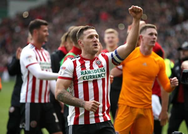 Sheffield United's Billy Sharp celebrates after his side's 2-0 victory over Ipswich Town.