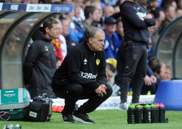 Leeds United's head coach Marcelo Bielsa looks on from the sidelines as his side drew with Aston Villa (Picture: Tony Johnson).