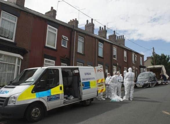 Police at the scene of the murder in Wombwell in December 2015.