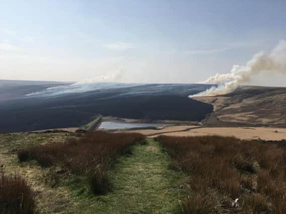 An estimated 1,000 hectares of moorland was ravaged by a fire on Marsden Moor during the Easter weekend. Picture courtesy of the National Trust.