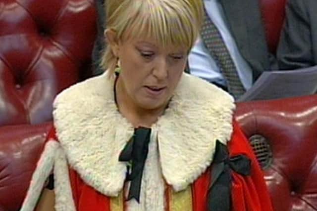 Baroness Helen Newlove taking her seat in the House of Lords.
