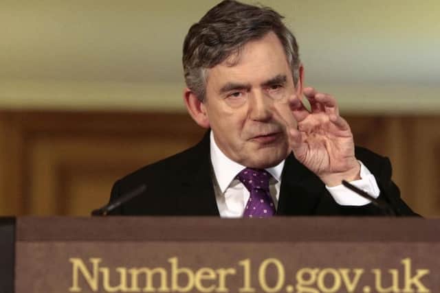 Gordon Brown addresses the media after the 2009 local elections.