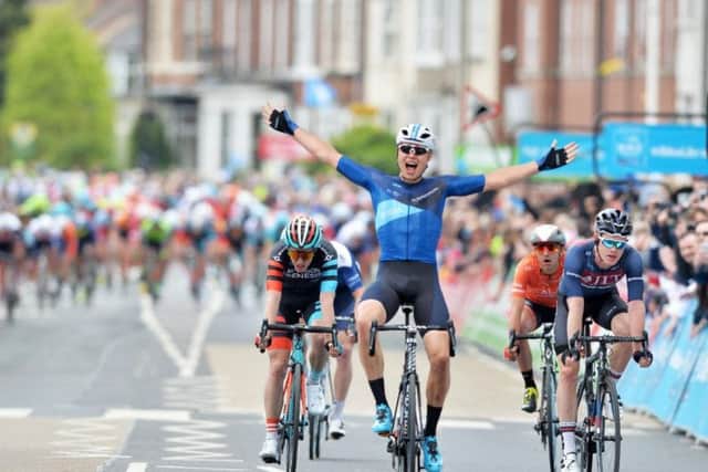 Harry Tanfield wins the Tour de Yorkshire, Stage 1, in Doncaster, last year.
