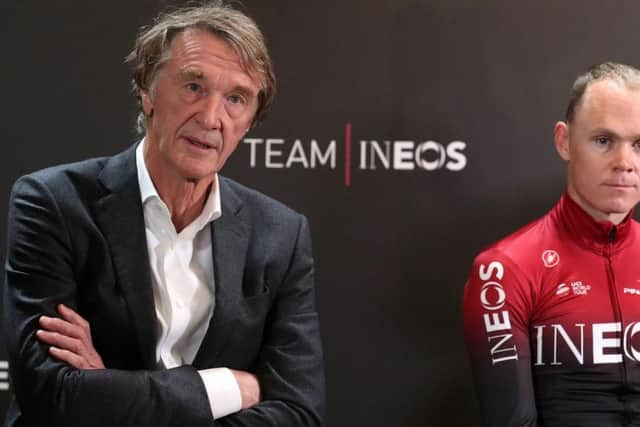 Team INEOS Owner Sir Jim Ratcliffe (left) with Chris Froome during a press conference to launch Team INEOS at The Fountaine Free in Linton, Yorkshire