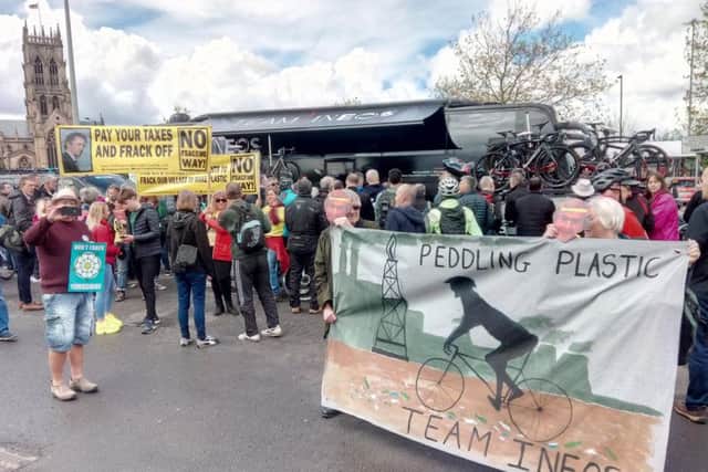 Tour de Yorkshire 2019 anti-fracking protesters