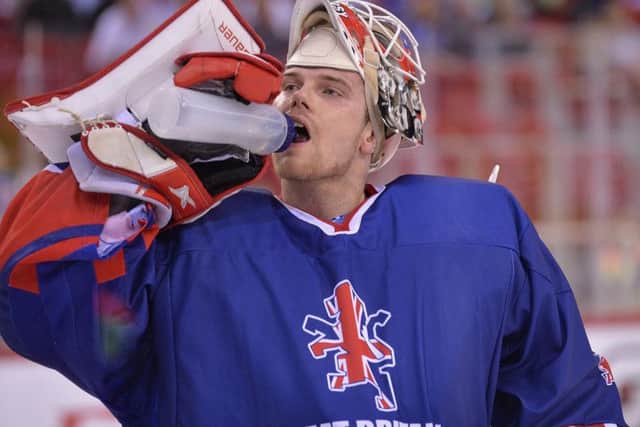 LAST LINE OF DEFENCE: GB No 1 netminder Ben Bowns, pictured during last year's World Championships in Bucharest. Picture: Dean Woolley.