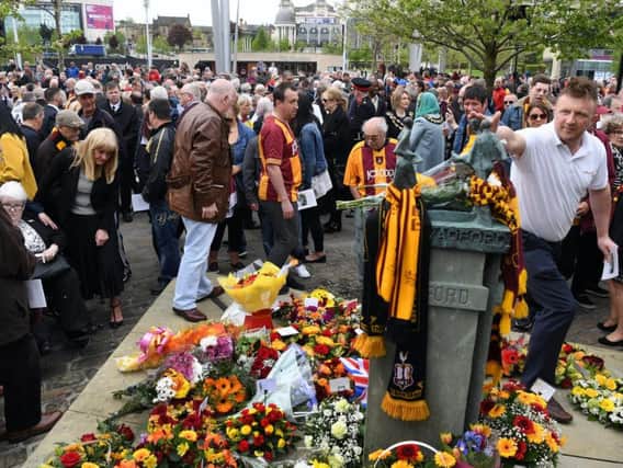 Last year's memorial service to mark the 33rd anniversary of the Bradford City fire.