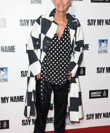 Emma Thompson's layered monochrome look could easily be achieved using a shirt dress as a long print jacket. Here she attends the gala screening for Say My Name at the Odeon Luxe, Leicester Square, London.  Isobel Infantes/PA Wire