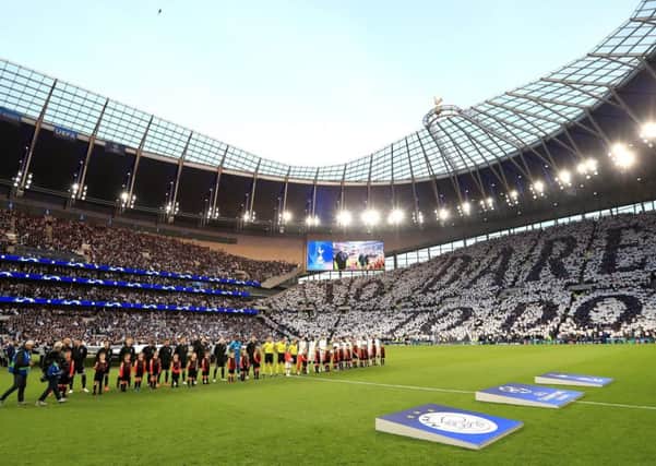 A general view of both teams line ups ahead of the game during the Champions League, Semi Final, First Leg at the Tottenham Hotspur Stadium, London. PRESS ASSOCIATION Photo. Picture date: Tuesday April 30, 2019. See PA story SOCCER Tottenham. Photo credit should read: Mike Egerton/PA Wire