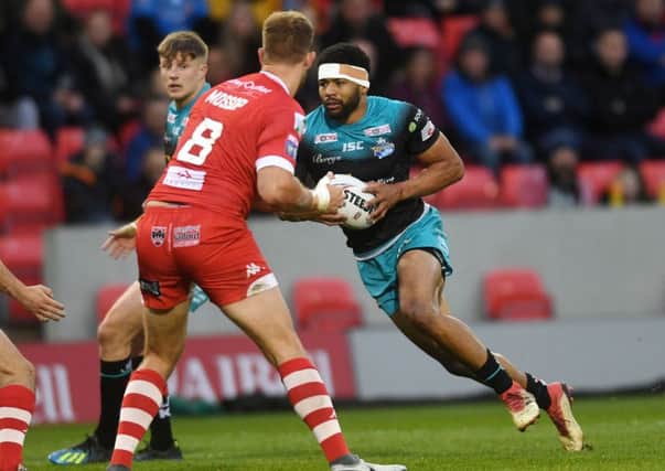 SHOCKED: Kallum Watkins, in action during Dave Furner's last match in charge for Leeds Rhinos, against Salford Red Devils.
 Picture: Jonathan Gawthorpe