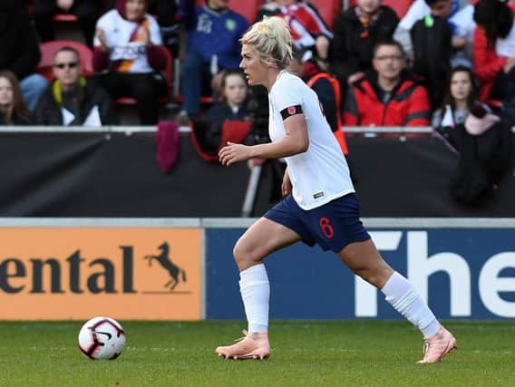 Sheffield's Millie Bright playing for England at the New York Stadium