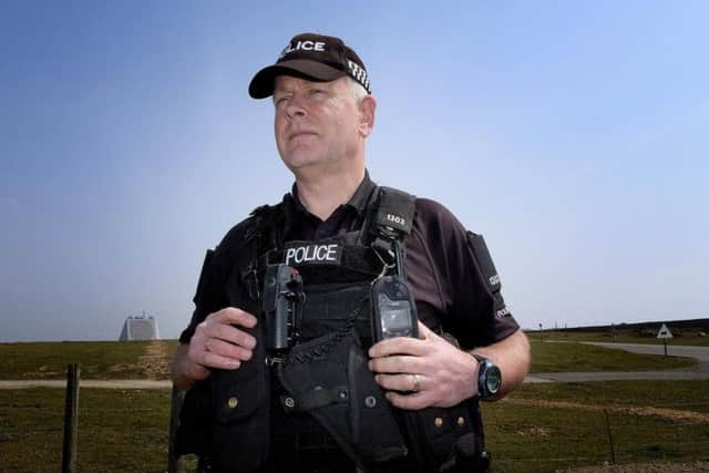 MoD Police Officer Neil Williamson at the base and soon to retire from the force. PIC: Richard Ponter