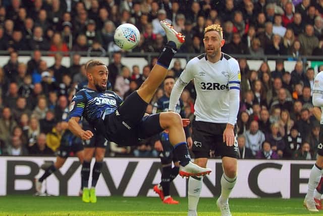 Leeds United's Kemar Roofe attempts an overhead kick. (Picture: Tony Johnson)