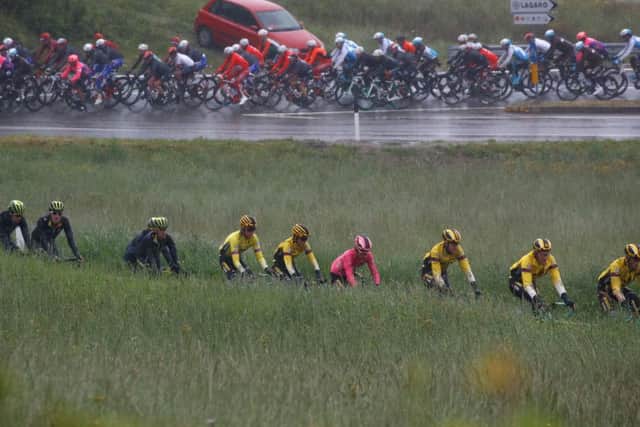 Riders compete during the second stage of the 2019 Giro d'Italia between Bologna and Fucecchio. Picture Luk Benies/AFP/Getty Images