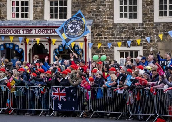 Crowds lined the streets in Masham for the Tour de Yorkshire.