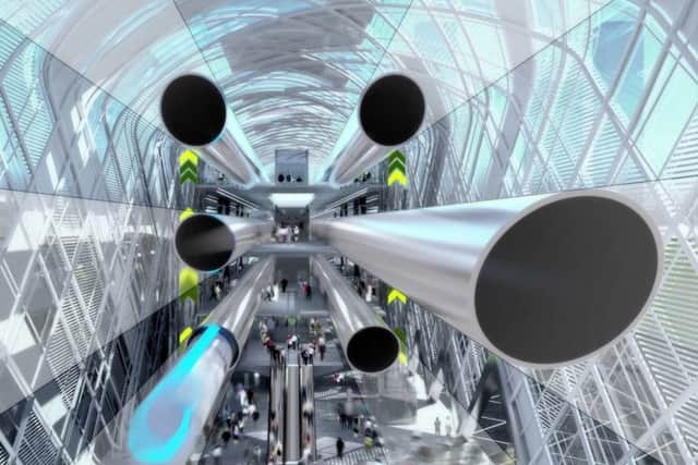 An artist's impression of the Hyperloop transport system being developed by the Northern Arc project