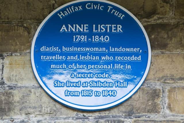 The amended plaque erected to mark what was the UK's first ever lesbian wedding.