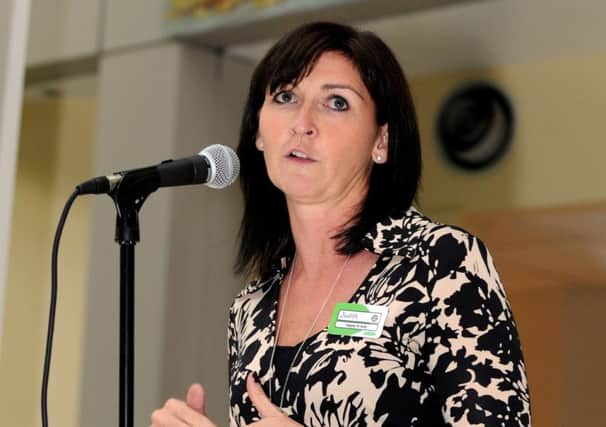 Date:4th October 2011.
Judith McKenna, Asdas chief operating officer, addressing colleagues at the launch of the 2012 Jane Tomlinson's Run For All series at Asda House, Leeds.