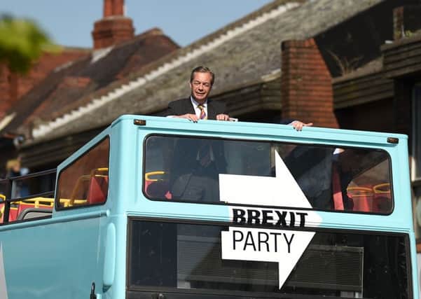 Nigel Farage on the European election campaign trail in Parliament where Brexit Party supporters have been accused of living in the past by Lib Dem peer William Wallace.