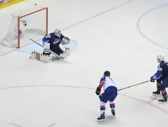 FINAL WORD: Ben Davies fires high for GB's third goal against the USA. Picture: Dean Woolley.