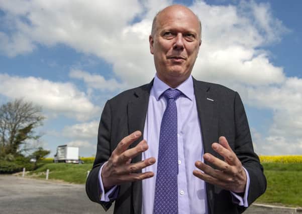 Former Justice Secretary Chris Grayling during a visit to Yorkshire yesterday.