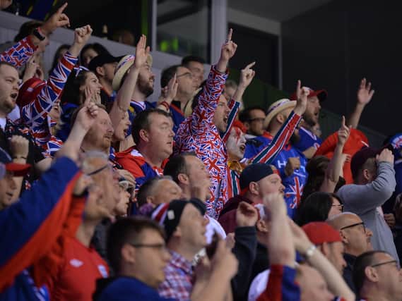 GB's fans get behind their team in Losice, Slovakia. Picture: Dean Woolley.