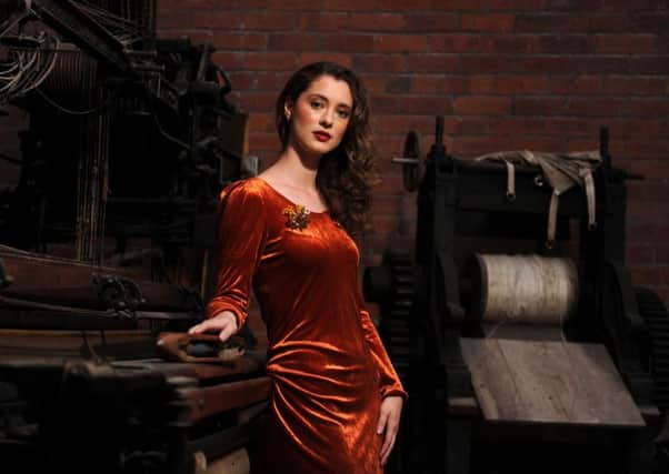 Rose Muirhead wears 1970s orange velvet dress by New Generation, £40; 1940s handmade wire flower brooch, £12. Both from Rose & Brown Vintage
. Location: Sunnybank Mills in Farsley, Leeds.  Picture by Tony Johnson.