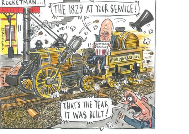 Today's cartooon in The Yorkshire Post by Graeme Bandeira on Chris Grayling and the new rail timetables.