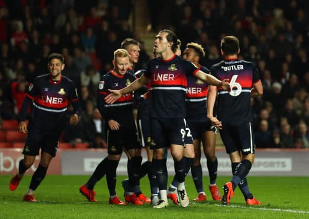 FLEETING MOMENT OF GLORY: John Marquis celebrates after putting Doncaster Rovers ahead in the tie but Charlton Athletic equalised almost instantly (Picture: Bryn Lennon/Getty Images).