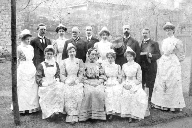 An early image of doctors and nurses at the royal infirmary Doncaster.