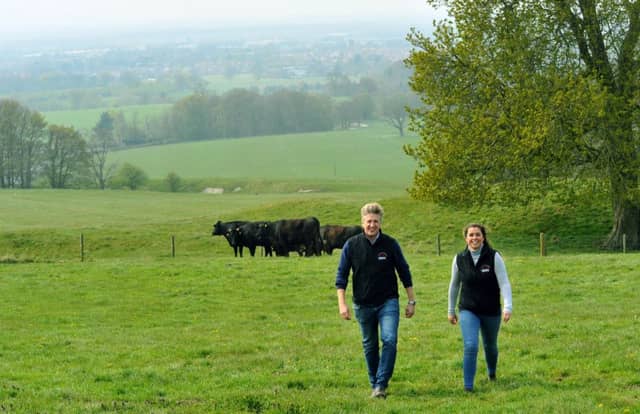 16/04/19 Natasha Bloom and Tom Richardson Directors of Warrendeale Wagyu with some of the Wagyu cattle at Warrendale farm Nera Pocklington. YP Mag.