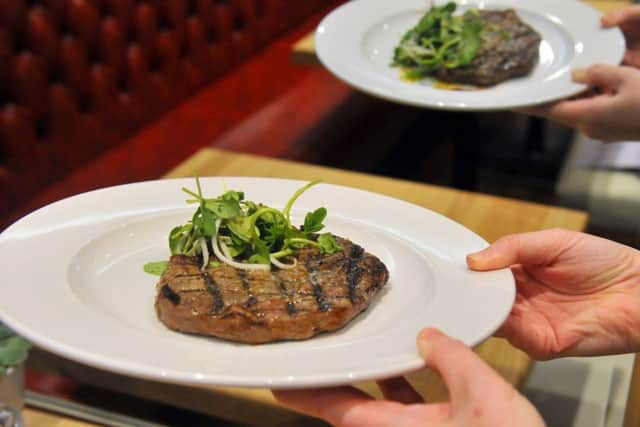 16/04/19   A Rib Eye Steak at  reflected in a mirror  Wagyu  restaurant in York       YP Mag.