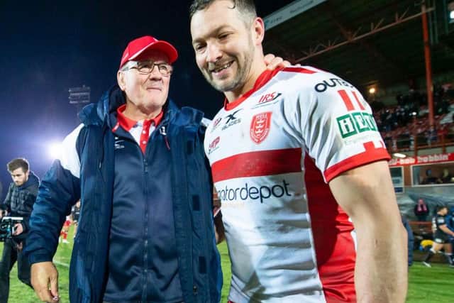 Hull KR's Danny McGuire with head coach Tim Sheens (SWPix)