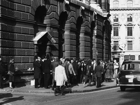 Crowds gather outside the Old Bailey trial of Peter Sutcliffe, 1981