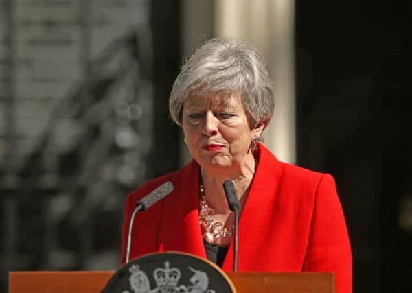 Prime Minister Theresa May makes a statement outside at 10 Downing Street in London, where she announced she is standing down as Tory party leader on Friday June 7. PRESS ASSOCIATION Photo. Picture date: Friday May 24, 2019. See PA story POLITICS Brexit. Photo credit should read: Yui Mok/PA Wire