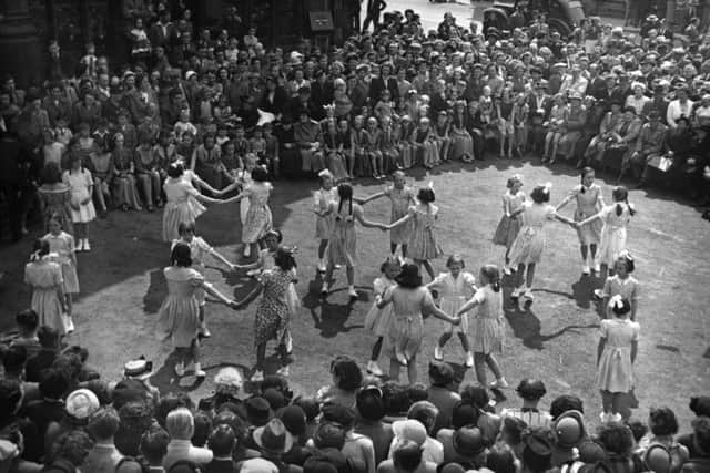 Tom Faulkner's digitally restored pictures of the coronation pageant in Settle in 1953. Picture: Settle Stories/Tom Faulkner