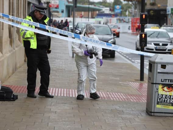 The scene in Barnsley town centre after a woman with paranoid schizophrenia allegedly stabbed one man and tried to attack another