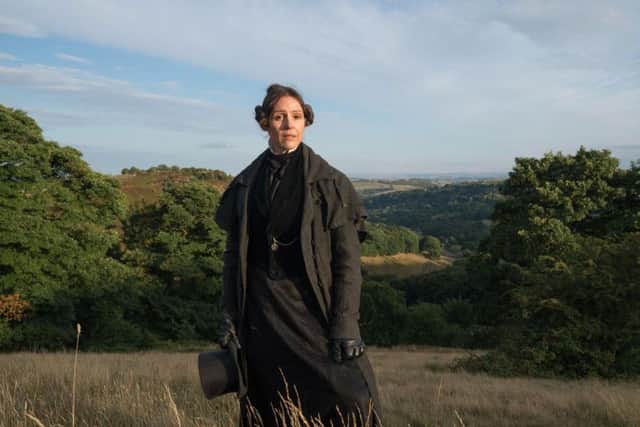 Suranne Jones, who plays Anne Lister, in Gentleman Jack, with Calderdale behind her. Credit: Lookout Point/HBO - Aimee Spinks
