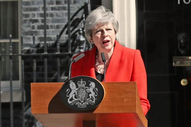 Prime Minister Theresa May makes a statement outside at 10 Downing Street in London, where she announced she is standing down as Tory party leader on Friday June 7. Photo: Yui Mok/PA Wire