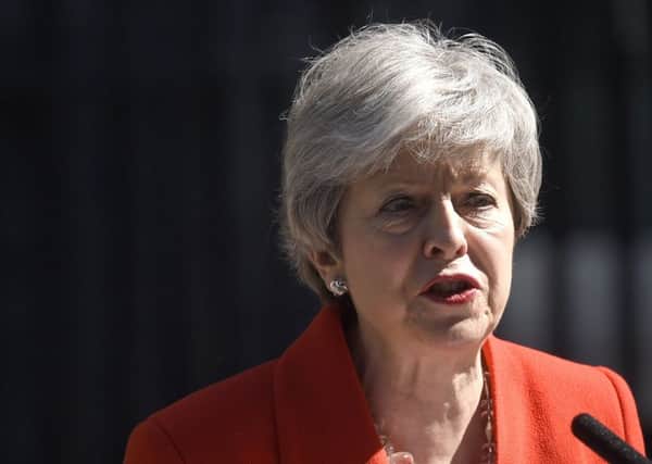 Mrs May during yesterday's emotional announcement. (Photo by Peter Summers/Getty Images)