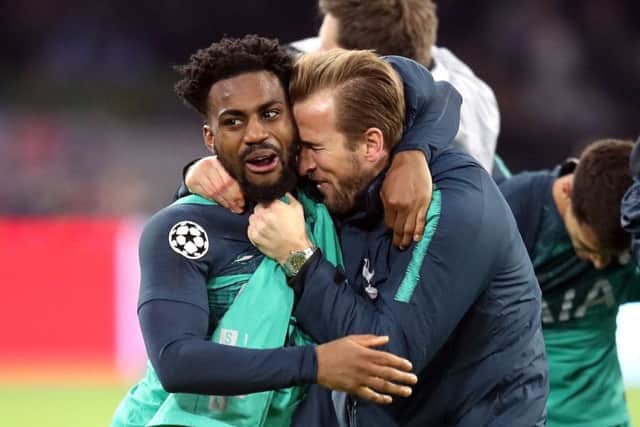Tottenham Hotspur's Danny Rose (left) and Harry Kane celebrate after the final whistle during the UEFA Champions League Semi Final, second leg match at Johan Cruijff ArenA, Amsterdam. (Picture: Adam Davy/PA Wire)