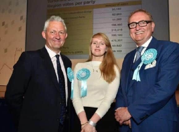 The Brexit Party's Jake Pugh, Lucy Harris and John Longworth. Picture: Steve Riding.