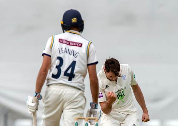 Jack Leaning is bowled by James Fuller for caught behind by Rahane for 19 (
Picture: Bruce Rollinson)