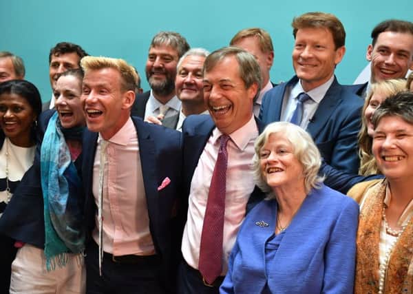 Nigel Farage, Ann Widdecombe and other MEPs from the Brexit Party.