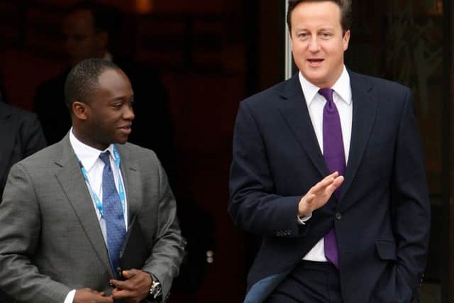 Tory MP Sam Gyimah with David Cameron, the then Prime Minister.