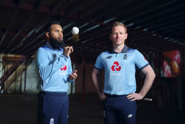 SERIOUS BUSINESS: England's Adil Rashid and Eoin Morgan. Picture: Handout/PA
